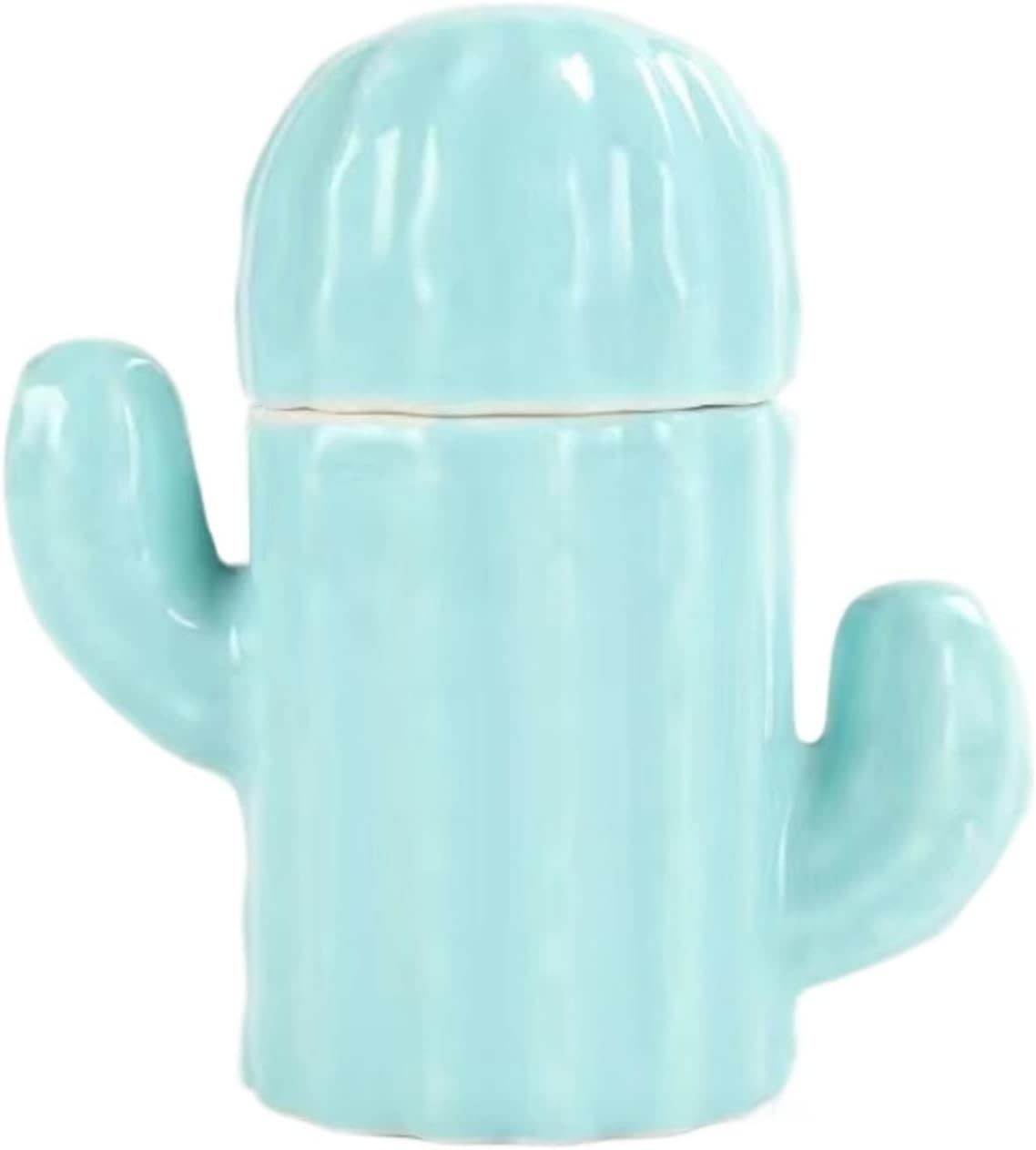 Uchwyt na wykałaczki kształt kaktusa ceramiczny uchwyt na wykałaczki wacik nić dentystyczna schowek pulpit Mini ozdoby (niebieski)