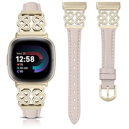 Correa de cuero para Fitbit Versa 4 y Sense 2 miniatura 1