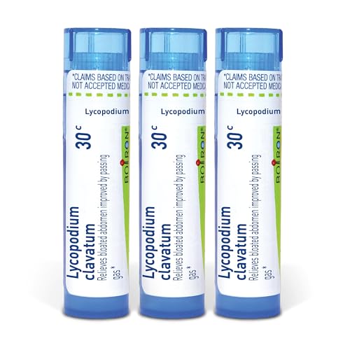 Boiron Lycopodium Clavatum 30C Homeopathic Medicine for Bloating and Gas - Pack of 3 (240 Pellets)
