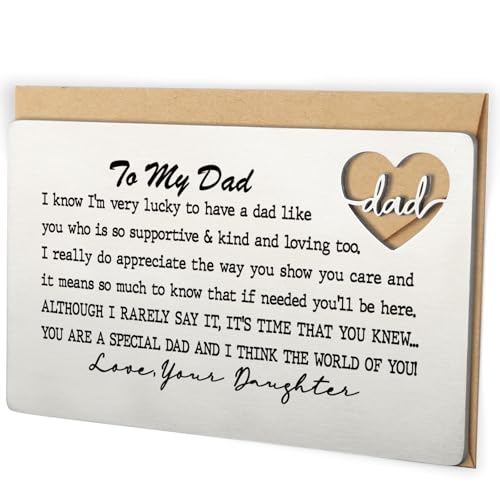 Image of YODOCAMP Dad Appreciation Wallet Card, Thank You Gift from Daughter, Encouraging Greeting Card for Father, Everyday Reminder of Love and Gratitude, Pocket Size Message Card QBK18
