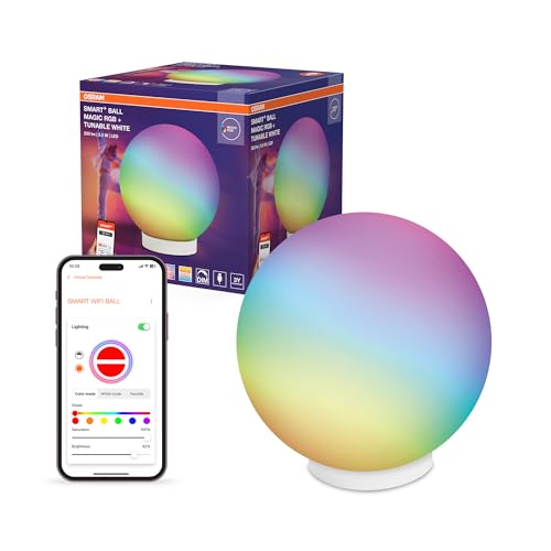 OSRAM SMART+ WIFI BALL LIGHT luce d'atmosfera e da tavolo, nera, 5W, 200lm, luce dinamica Magic RGB, due sorgenti luminose, dimmerabile, lunga durata, controllabile tramite App SMART+, IP20.