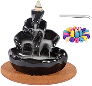 Waterfall Backflow Incense Burner,Backflow Incense Cones 160 Pcs - for Relaxation, Purification, Meditation, Yoga Gift
