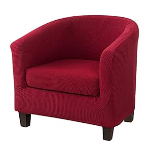 Polaire Housse de Fauteuil Club Ensemble de Deux Pièces Polaire Housse de Fauteuil de Club-Très Extensible Housse de Fauteuil Salon Fauteuil Cabriolet Tub Chair avec Housse de Coussin(Vin Rouge,1)