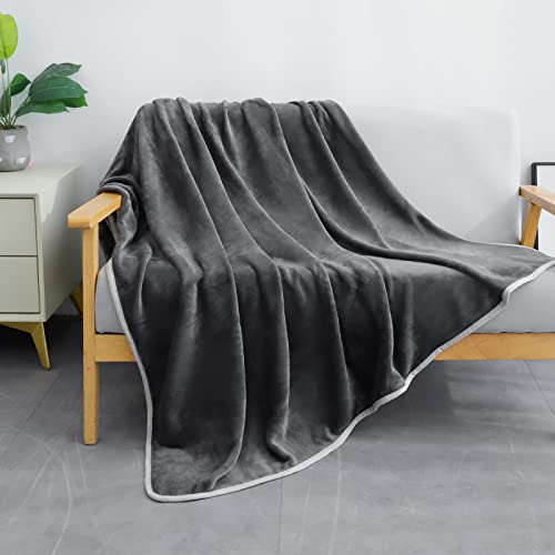 Image of Cottonblue Cooling Blanket Queen Size, Summer Blankets for Hot Sleepers & Night Sweat, Fleece Lightweight Blanket Cool Blanket for Bed Couch, Reversible Throw Blanket for All Season, Grey, 79 inch*91 inch