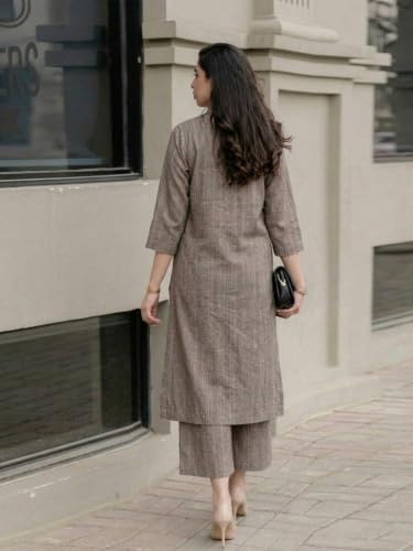 Image of ANNI Designer Kurta Sets for Women Viscose Printed | Kurti Set for Woman | Kurta Palazzo Set | Straight Kurti | Mandarin Collar 3 /4 Sleeve Suit Set for Women Stylish Ethnic Outfit Clothing