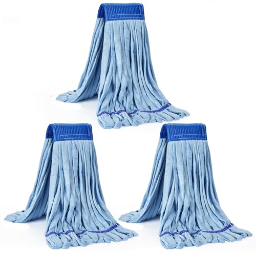 Image of Matthew Cleaning Microfiber Tube Mop(Large,Blue,3Pack) Heavy Duty Mop Head Replacement,Excellent Absorbency,Premium launderability,Reusable,Loop end for Home,Commercial&Industrial Use