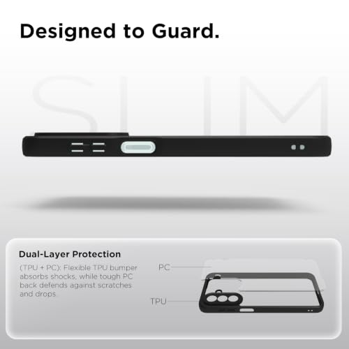 Image of RIGGEAR Shockproof Sleek Hybrid Armor Back Cover Case for Samsung Galaxy F70 Pro 5G (Clear PC + Black TPU Bumper)