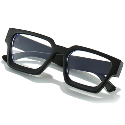 Image of AIEYEZO Square Thick Frame Glasses for Women Men Fashion Blue Light Glasses Trendy Chic Computer Eyeglasses