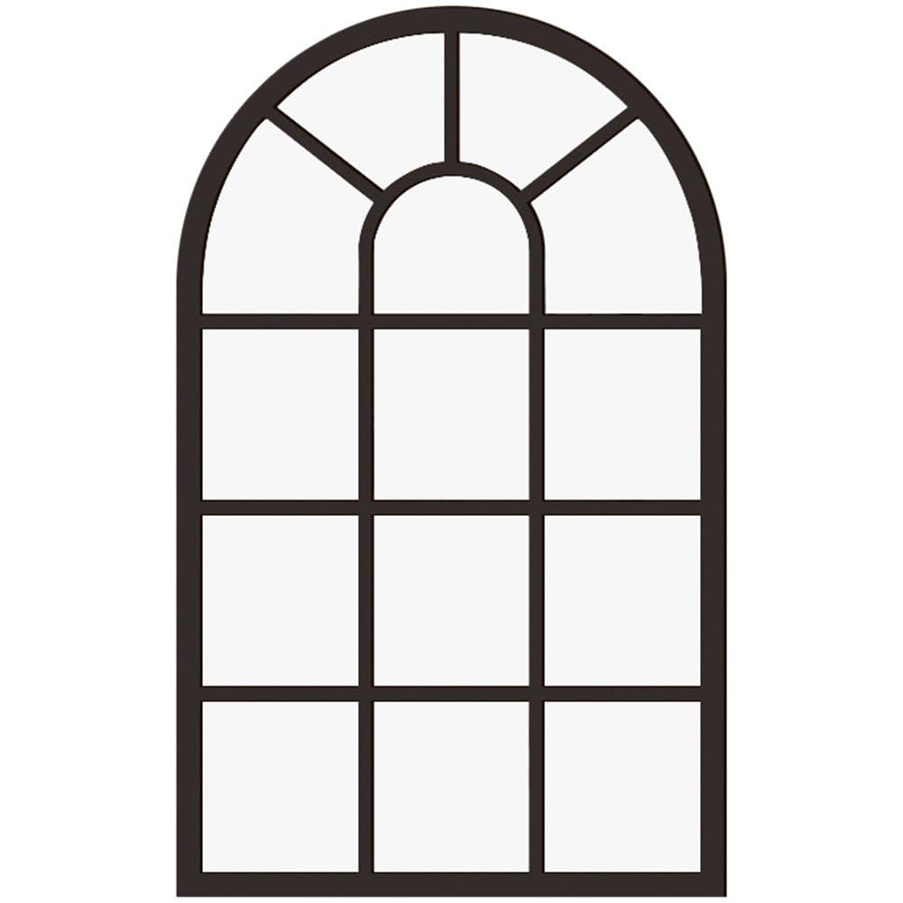 Sanfly Arched Window Wall Mirror, Rustic Farmhouse Accent Mirror, Wood Framed Entry Mirror Windowpane Acrylic Mirror for Living Room,Bathroom,Bedroom,Kitchen