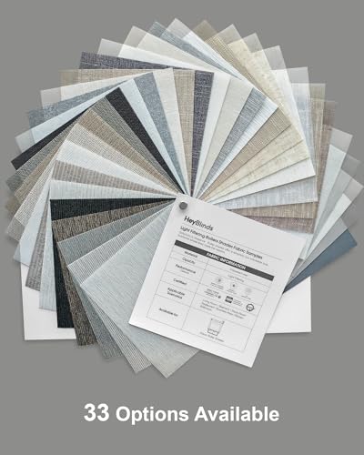 Image of HeyBlinds Motorized Roller Shades, Smart Blinds for Windows, Remote Automatic Window Shades, Electric Shades, Light Filtering (Light Filtering Roller Shades Fabric Samples)