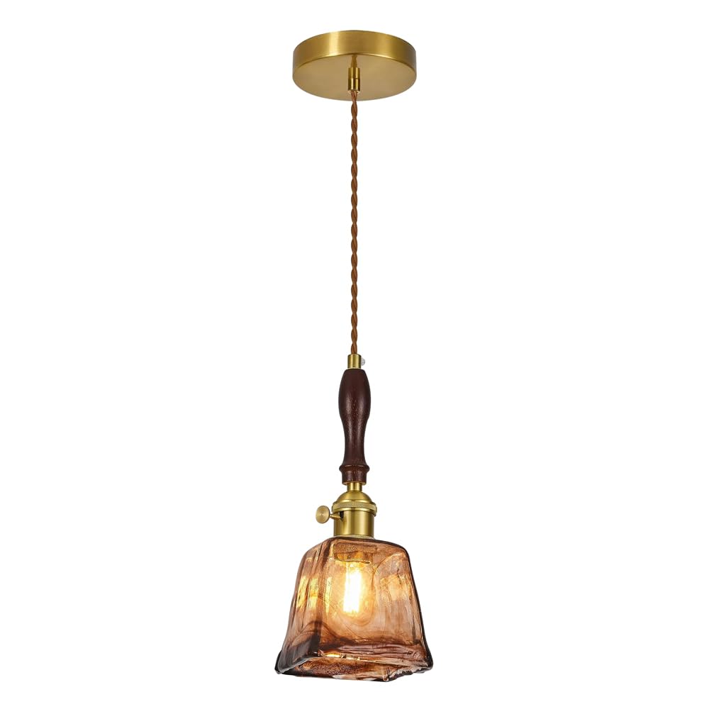 GUOGUOSM Height Adjustable Chandelier, Creative Glass Pendant Light, Nordic Industrial Style Hanging Lamp, Dining Room Living Room Corridor Decorative Lighting Fixtures