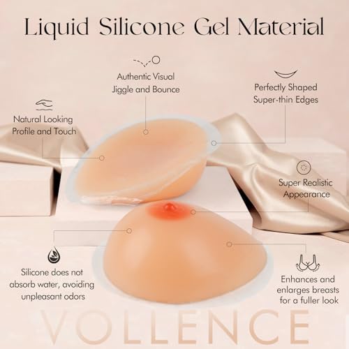 Image of Vollence Self Adhesive Silicone Breast Forms Fake Boobs for Mastectomy Prosthesis Cosplay