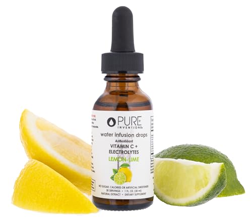 Image of Pure Inventions - Water Enhancer Drops - Delicious, Refreshing Sugar-Free Electrolyte Drops, Antioxidant Vitamin C Support, Zero Calories, No Artificial Sweeteners, Lemon Lime, 30 Servings