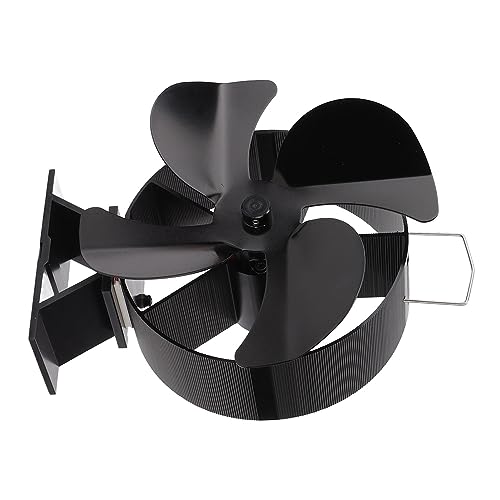 Ventilador de Estufa de Madera de 4 Cuchillas, Velocidad Más Rápida, Volumen de Viento Más Grande, 28% de Madera Reducida con Soporte Anodizado, Dispositivo de Seguridad