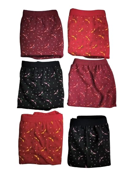 (Pack of 6-Random Colour) Ladies Panties/Boyshort(red and Black)-image-48