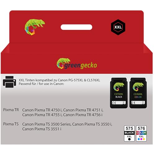 Pack de tintas XXL para Canon PG-575XL y CL-576XL para Canon Pixma TR 4750 i, TR 4751 i, TR 4755 i, TR 4756 i, TS 3500...