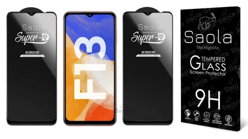 Image of Saola HD+ Oleophobic Tempered Glass Screen Protector For Samsung Galaxy F13 (Pack Of 2) with Free Installation Kit. Full screen Coverage - 6.6 inch