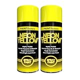Classic Signature - 2 x Yellow Neon Spray Paint 400ml Fluorescent Bright Aerosol Extra Bright Graffiti (Banksey) Paint Assorted Colour
