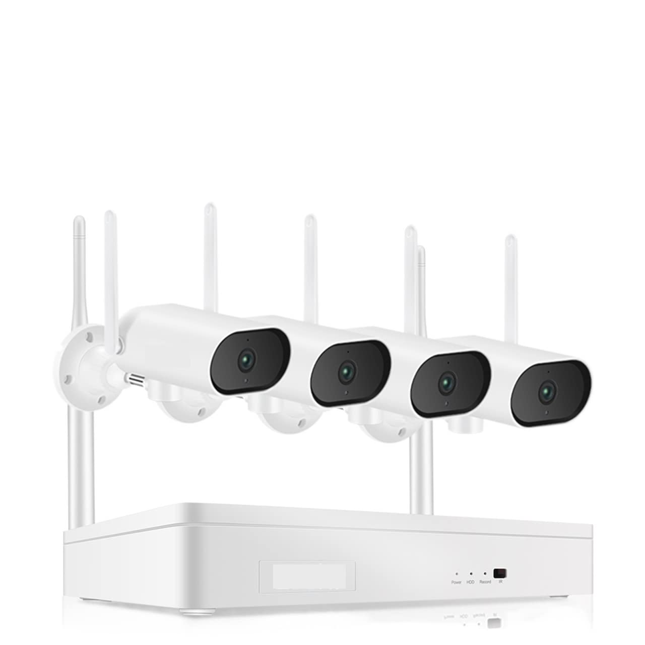 Kamera bezpieczeństwa, System kamer bezpieczeństwa 3MP Obrotowa w poziomie HD kamera Wi-Fi Nagrywanie dźwięku Night Vision System nadzoru zewnętrznego(1T,4 Cameras 8CH NVR)