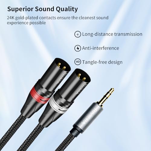 Câble audio 3,5 ST-2 x XLR à faible bruit pour instrument 6 m - 7