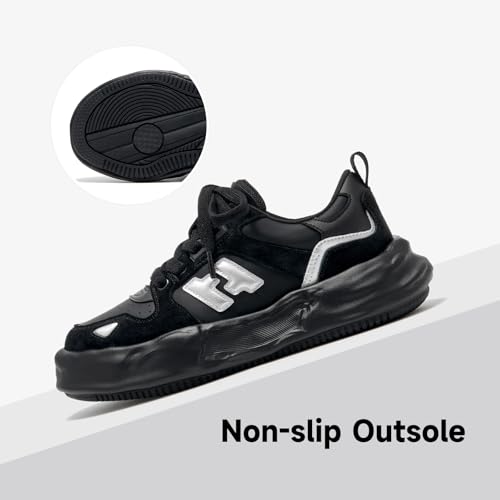 BEAU TODAY Chunky Sneakers for Women, Womens Fashion Sneakers, Breathable Comfort Casual Tennis Shoes, Lightweight Lace-up Sneakers for Travel Gym Work3