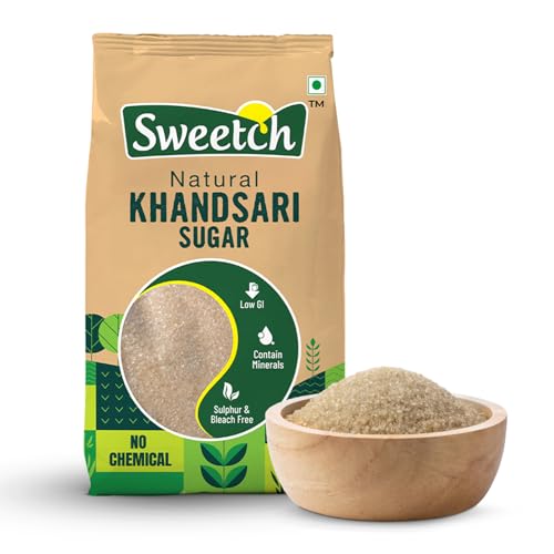 Image of Sweetch Natural Khandsari Sugar (Raw cane Sugar) 1Kg Desi Khand Sugar, Unrefined, Low GI, No Chemical, Sulphur & Bleach Free | Healthy Sweetener For Cooking, Refine Sugar Alternative (Pack of 1)