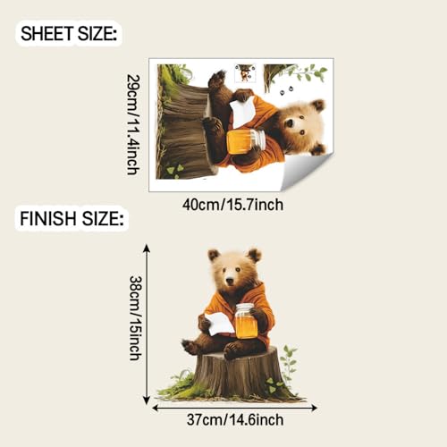 Vinilo decorativo de oso con acuarela, removible e impermeable miniatura 2