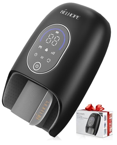 belhope Hand Massager with 9 Modes and 4 Heating Options for Hot and Cold Therapy Hand and Wrist Massager for Arthritis and Carpal Tunnel Relief, Hand Massager with Heat and Compression,Gifts,Black