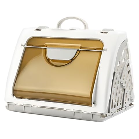 LOOBMBNS Small Cat Carrier Hard Up to 25 lbs, Plastic Travel Carrier for Cats 17" Lx14 Wx15 H, Pet Carrier for Mini Dogs Chihuahua, Small Animal Carrier, Rabbit Carrier, Guinea Pig Carrier, White Cover