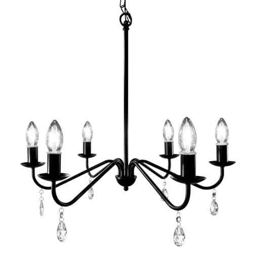 Image of Outdoor 12V Plug-in 6-Light Farmhouse Chandelier, Curved Arm