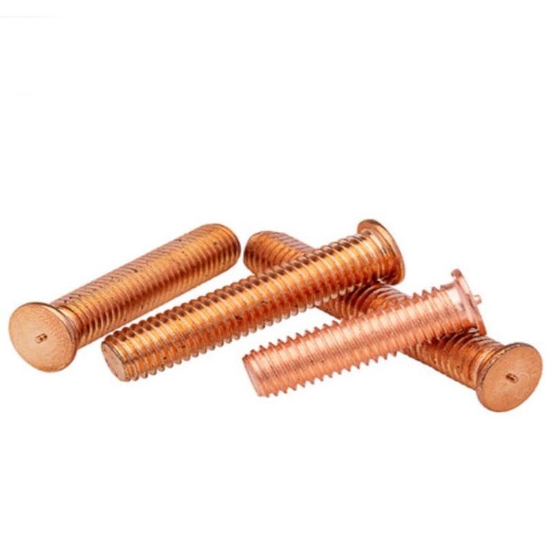 500pcs M4*8/10/12/15/16/20/25/30 Weld Threaded Studs for Capacitor Discharge Welding Spot Screws Nails Copper Plated - (Size: M4X15 500PCS)