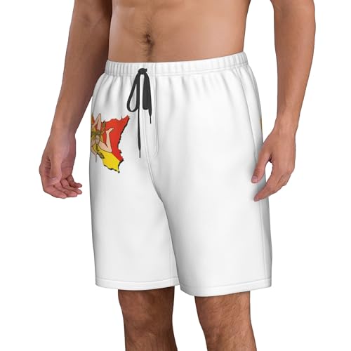 CUTEDWARF Flag of Sicily Meaning Men's Swim Trunks Beach Swimwear Beach Shorts Summer Board Shorts4