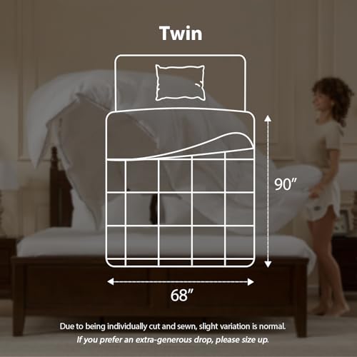 Image of Pacific Coast Goose Feather Down Fiber Comforters Twin Size, Extra Fluffy White Duvet Insert, Ultra-Soft, Breathable, All Season Hotel Luxury Bedding Comforters, 8 Corner & Center Loops (68 inchx90 inch)