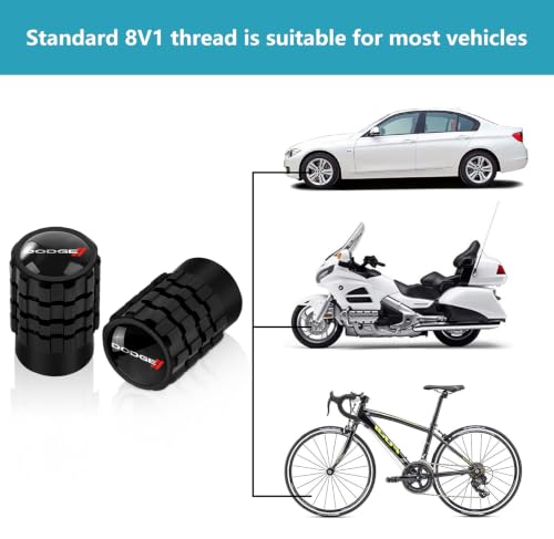 Image of 4pcs Tire Valve Stem Caps for Dodge Challenger Series Stem Cap Universal Car Air Cover Car Accessories for Cars, SUV, Truck, Motorcycles Black