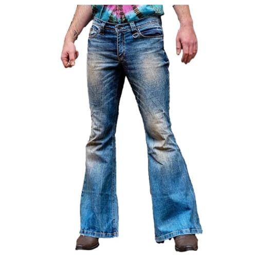 Mens Vintage Leg Disco Jeans Vintage Bell Bottom Men Denim Pants Stretch Retro Bell Flared 70s Jean Pants product thumbnail 9