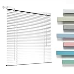 No Drill No Tools 1 Inch Aluminium Mini Blinds Cordless Horizontal Blinds for Indoor Windows, Blackout Window Shades Custom 10" 28" 32" 36" 42" 48" 56" 64" 68" 76" for Home Office Living Room(White)