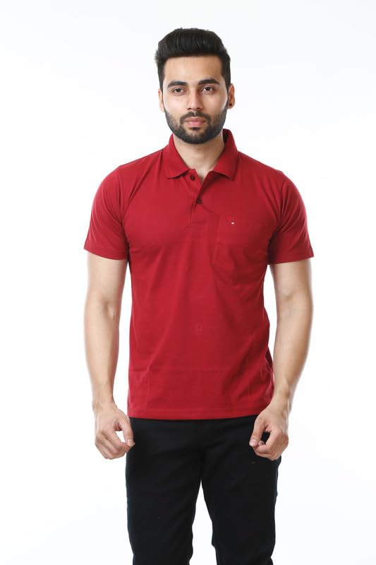 MoudlinSolid Polo Neck T-Shirt for Men(Pack of 1)