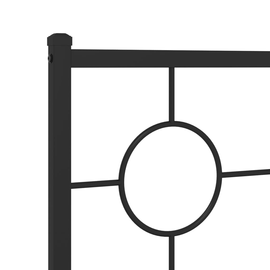 Black Metal Bed Frame 140x200 cm with Headboard | Features a heavy-duty steel platform and integrated slats to support your mattress without a box spring.