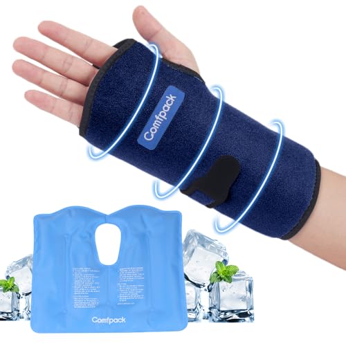 Comfpack Wrist Ice Pack for Carpal Tunnel, Reusable Hot Cold Therapy Hand Ice Pack Wrap Wrist Ice Brace for Hand Surgery, Rheumatoid, Tendinitis, Swelling, Injuries, Pain Relief