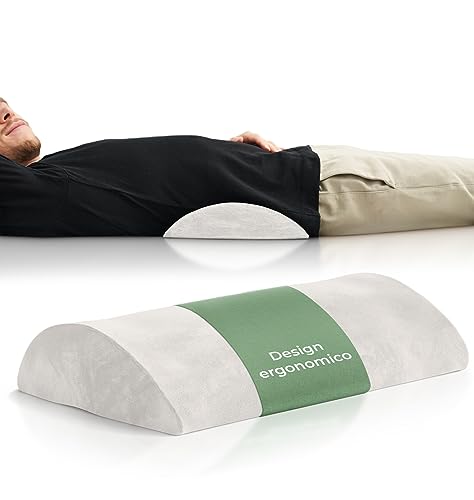 Cuscino Lombare ergonomico, supporto lombare per letto e divano per sostenere la schiena bassa da sdraiati, cuscino supporto lombare per lordosi, Lumbar support pillow, cuscino schienale, bianco