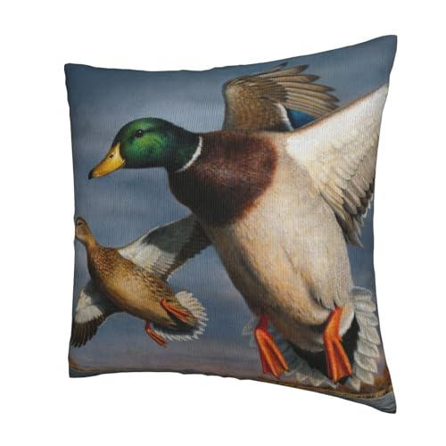 Lot de 2 taies d'oreiller carrées canard colvert imprimées 63x63 cm en coton doux - 8