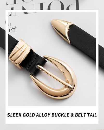Womens Black Belt with Gold Buckle Fashion Womens Leather Belts for Jeans Pants4