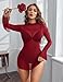 Avidlove Women's Mesh Dress Side Slit Bodycon Mini Lingerie Dress Sexy Long Sleeve Mock Neck Party Clubwear Outfits (Wine Red, Medium)