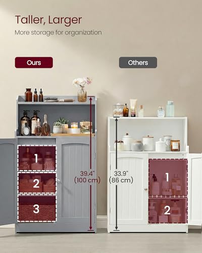 VASAGLE Bathroom Storage Cabinet, Bathroom Floor Cabinet with 2 Doors, 2 Adjustable Shelves, 11.8 x 23.6 x 39.4 Inches, Freestanding, for Dining Room, Kitchen, Living Room, Dove Gray BBC770GD01S - Image 4