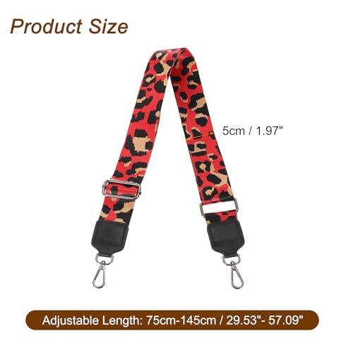 Image of uxcell Wide Shoulder Strap, 5cm Adjustable Purse Strap Replacement Crossbody Strap for Shoulder Bag Handbag, Red, Black Square Mouth Buckle
