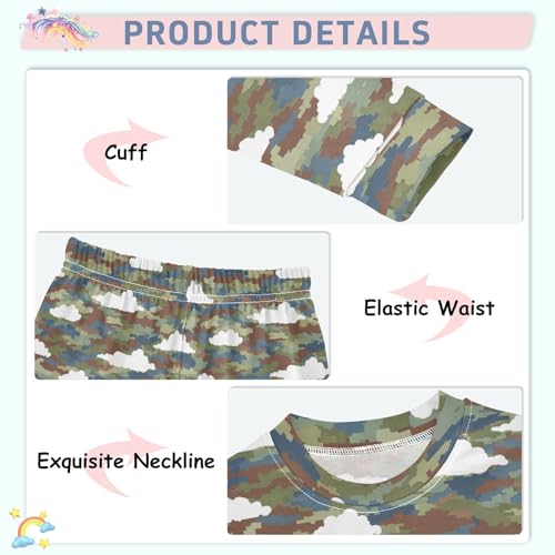 Pajama Sets Long Sleeve Camouflage Clouds Soft Comfy Sleepwear 2 Piece PJS 3-8T4