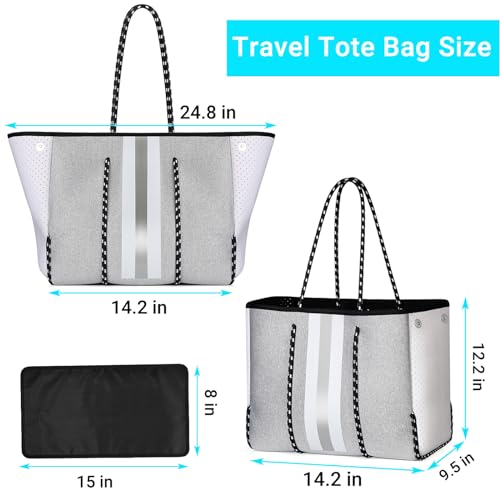 Image of IBFUN Neoprene Tote Bag Large Beach Bag for Women Pool Gym Tote Bag Travel Tote Bag