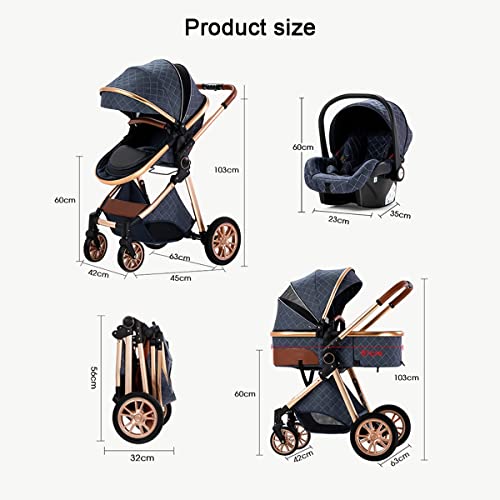 TXTC Luxe kinderwagen, slaap- en zitmodus 3 in 1 kinderwagen peuter wiegwagen met stoelcombinatie, verstelbare… - Afbeelding 8