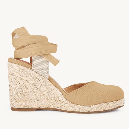 Image of Juliet Holy Womens Lace up Espadrilles Closed Toe Wedges Sandals Strappy Slingback Platform Heels