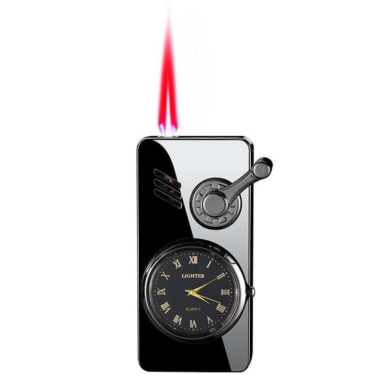 Encendedor a prueba de viento con llama de soplete, metal negro miniatura 1